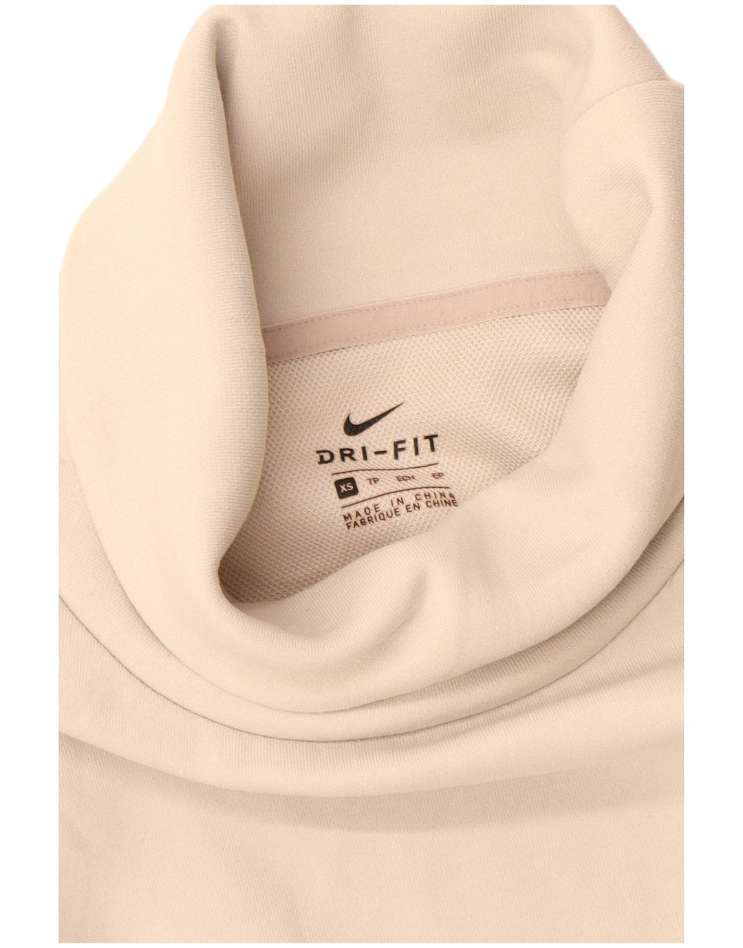 Nike Womens Dri Fit Oversized Roll Neck Sweatshirt Jumper UK 6 XS Beige