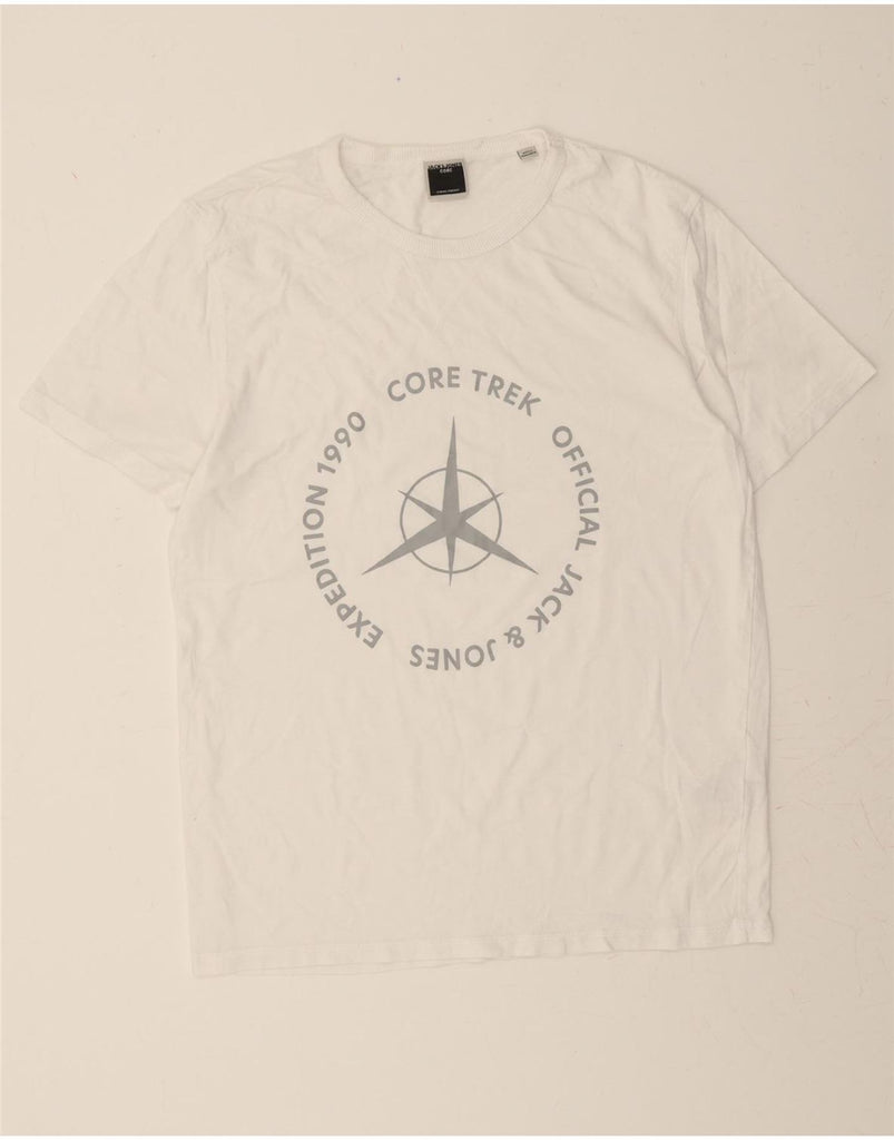 JACK & JONES Mens Graphic T-Shirt Top XL White Cotton Vintage Jack & Jones and Second-Hand Jack & Jones from Messina Hembry 