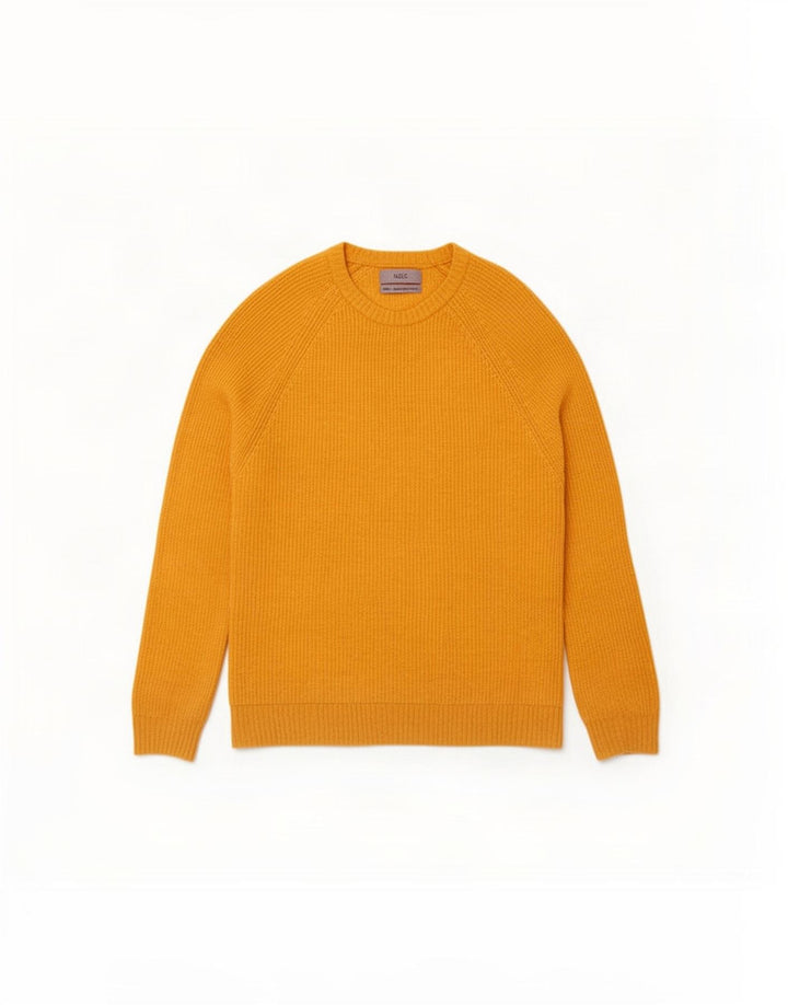 Marks & Spencer Mens Crew Neck Jumper Sweater Medium Yellow Lambswool