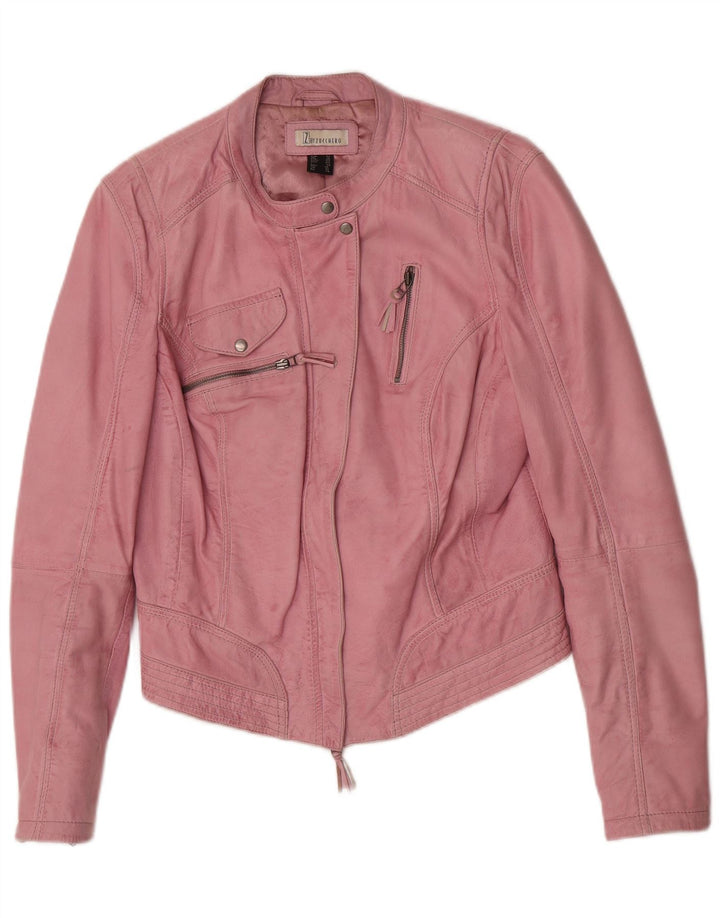 Zucchero Womens Biker Leather Jacket UK 16 Large Pink Leather