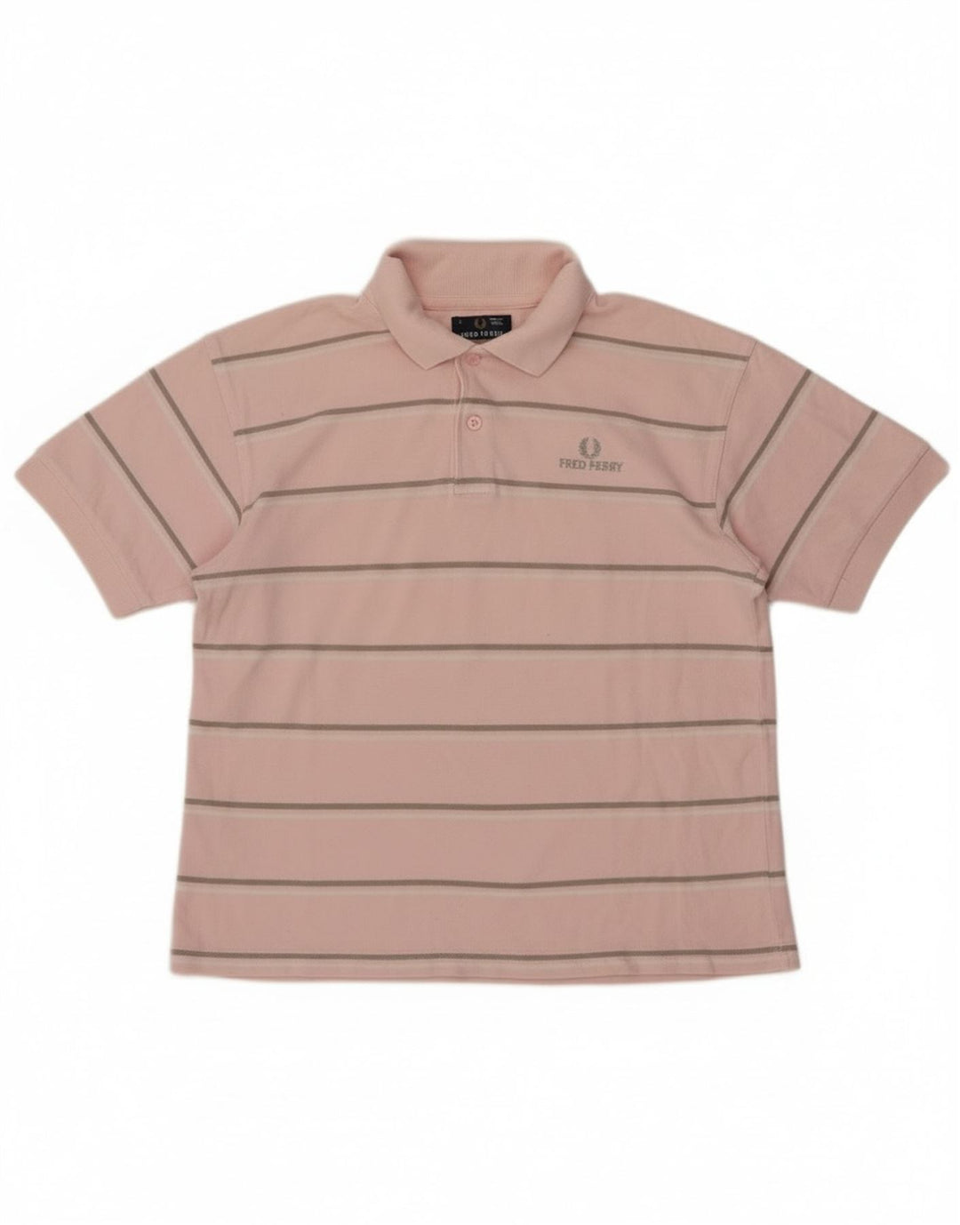 Fred Perry Boys Polo Shirt 12-13 Years Large Pink Striped Cotton