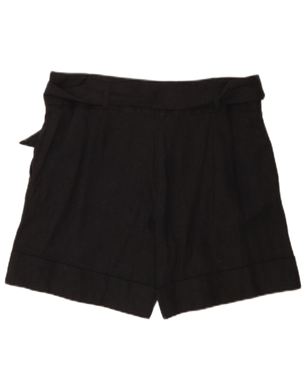 Marks & Spencer Womens Casual Shorts UK 12 Medium W32 Black Linen