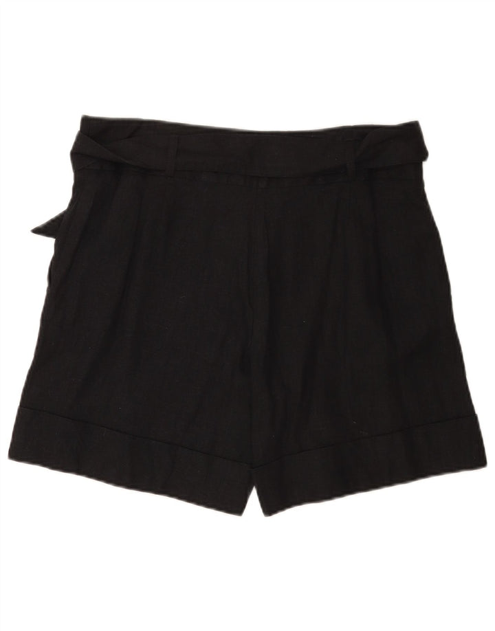 Marks & Spencer Womens Casual Shorts UK 12 Medium W32 Black Linen