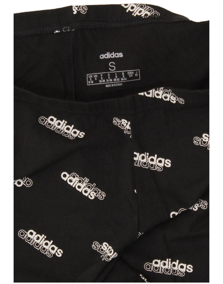 Adidas Womens Graphic Leggings UK 8/10 Small Black Spotted Cotton