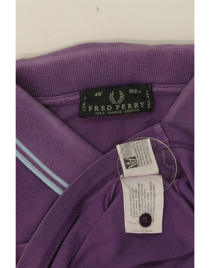 FRED PERRY Mens Polo Shirt Medium Purple Striped Cotton