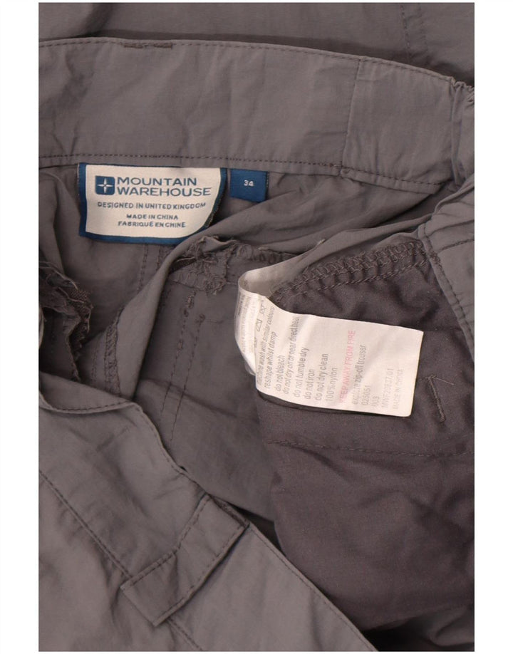 Mountain Warehouse Mens Straight Cargo Trousers W34 L31 Grey Nylon