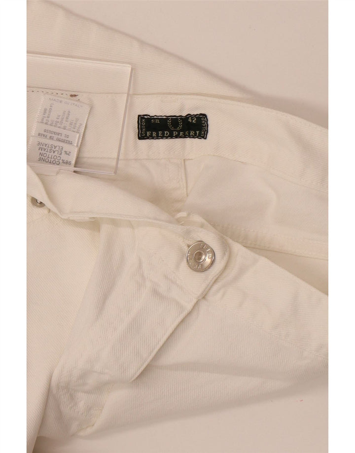 Fred Perry Womens Mid Rise Straight Capri Jeans IT 42 Medium W27 L18 White