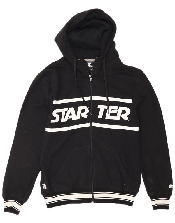 Starter Mens Graphic Zip Hoodie Sweater Small Black Cotton