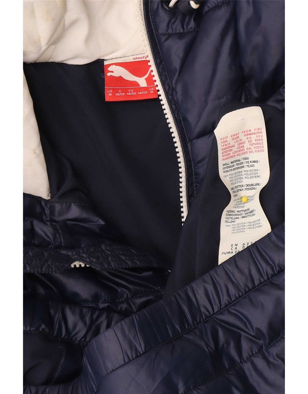 Puma Mens Hooded Padded Jacket UK 38 Medium Navy Blue Polyester