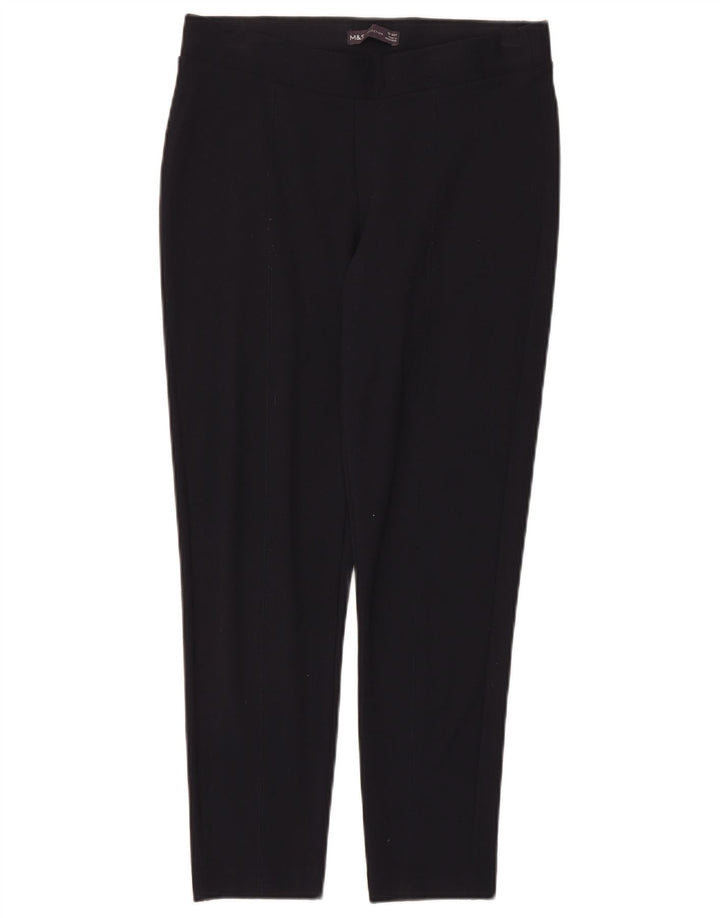 Marks & Spencer Womens Cropped Trousers UK 12 Medium W28 L26 Navy Blue
