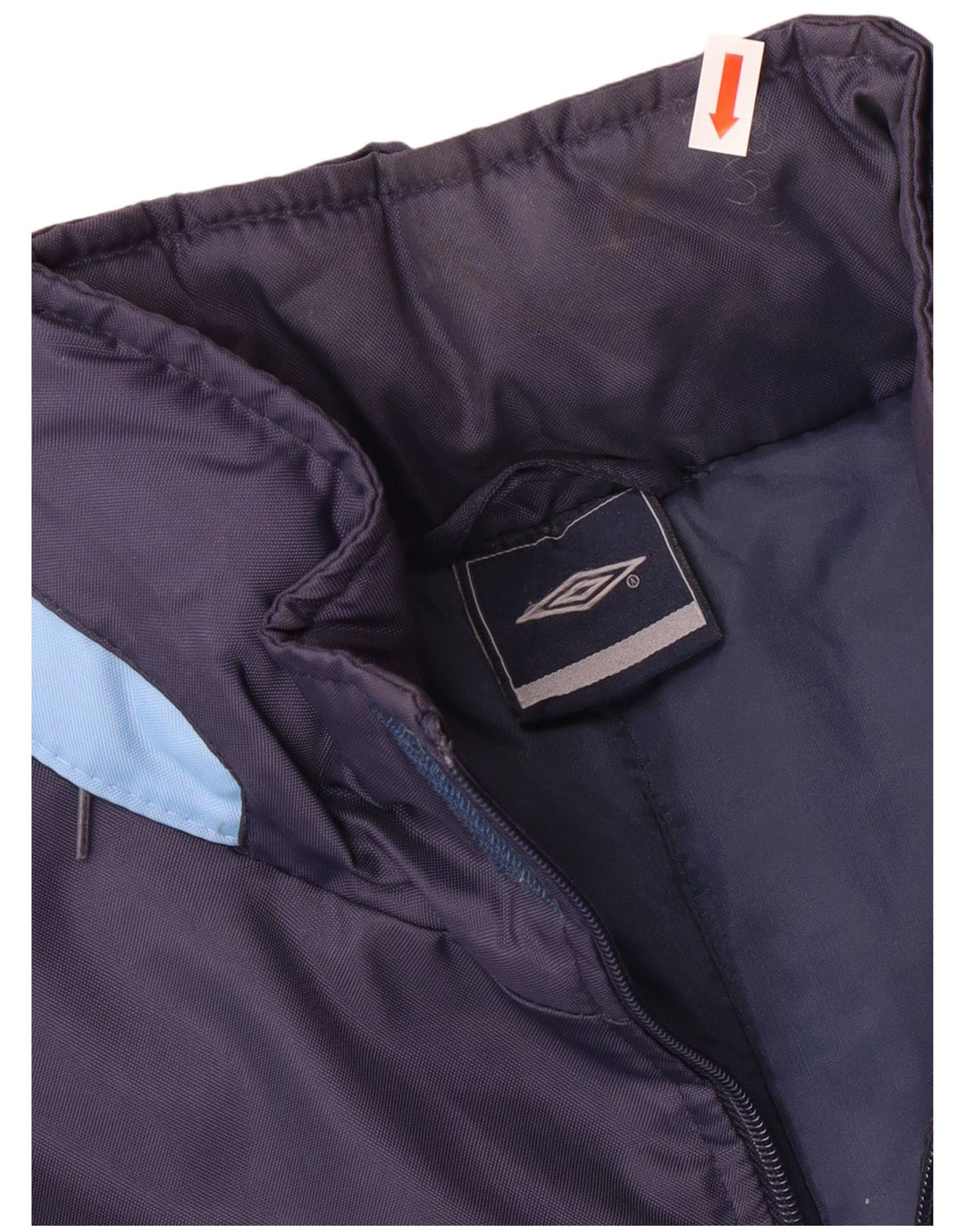 UMBRO Mens Hooded Padded Coat UK 38 Medium Navy Blue Colourblock Nylon