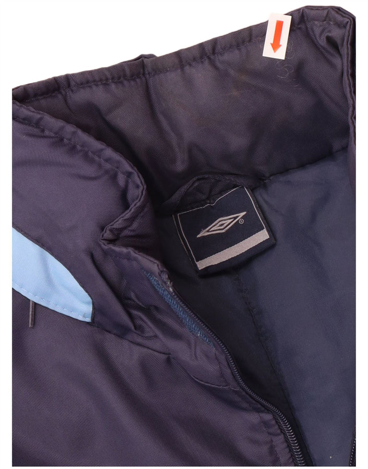 UMBRO Mens Hooded Padded Coat UK 38 Medium Navy Blue Colourblock Nylon