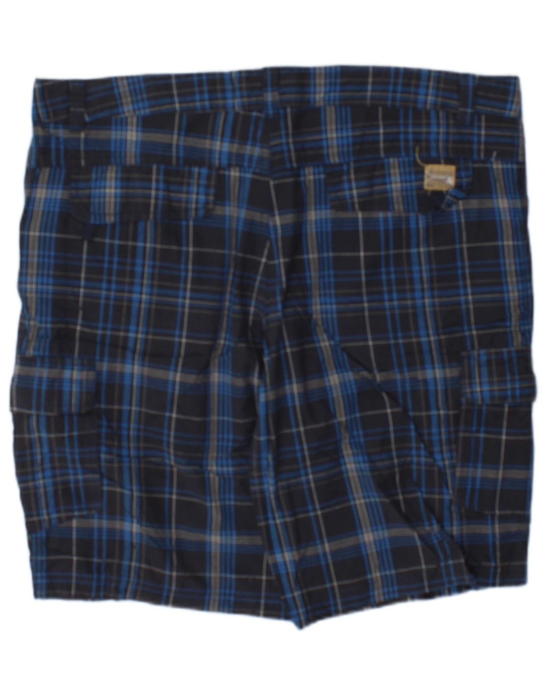 Brugi Mens Cargo Shorts IT 52 XL W36 Navy Blue Check Cotton