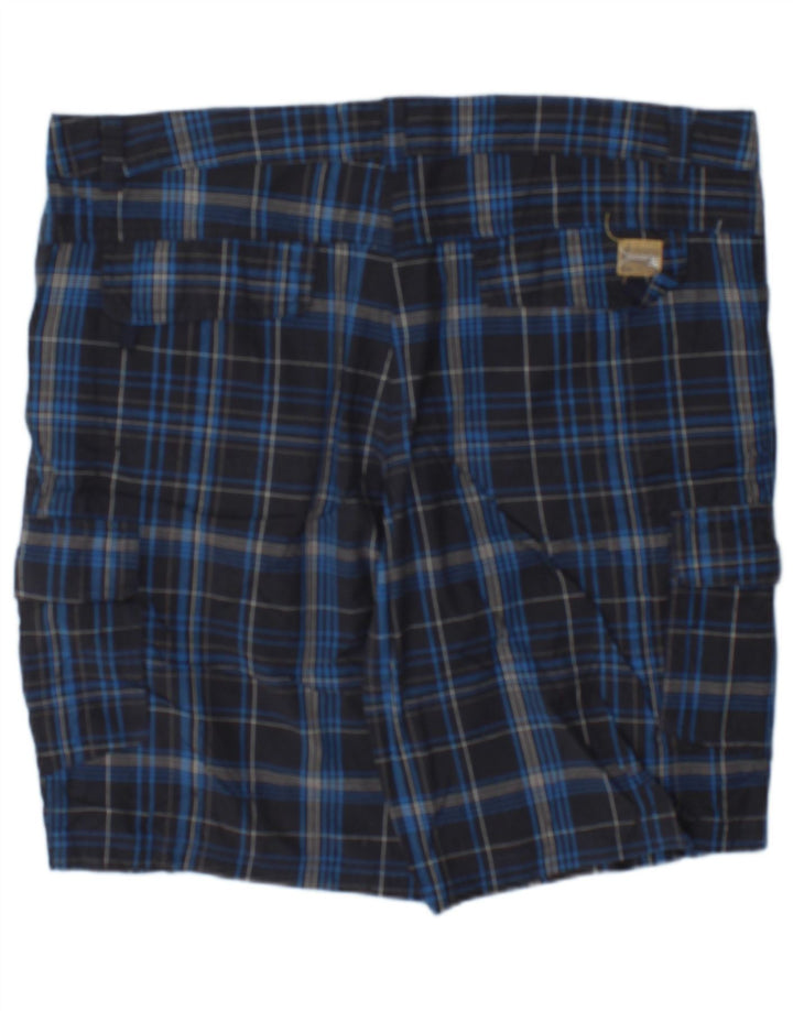 Brugi Mens Cargo Shorts IT 52 XL W36 Navy Blue Check Cotton