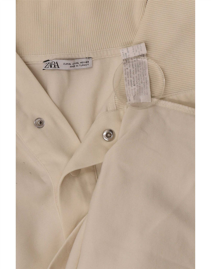 Zara Mens Top Long Sleeve XL Off White Cotton