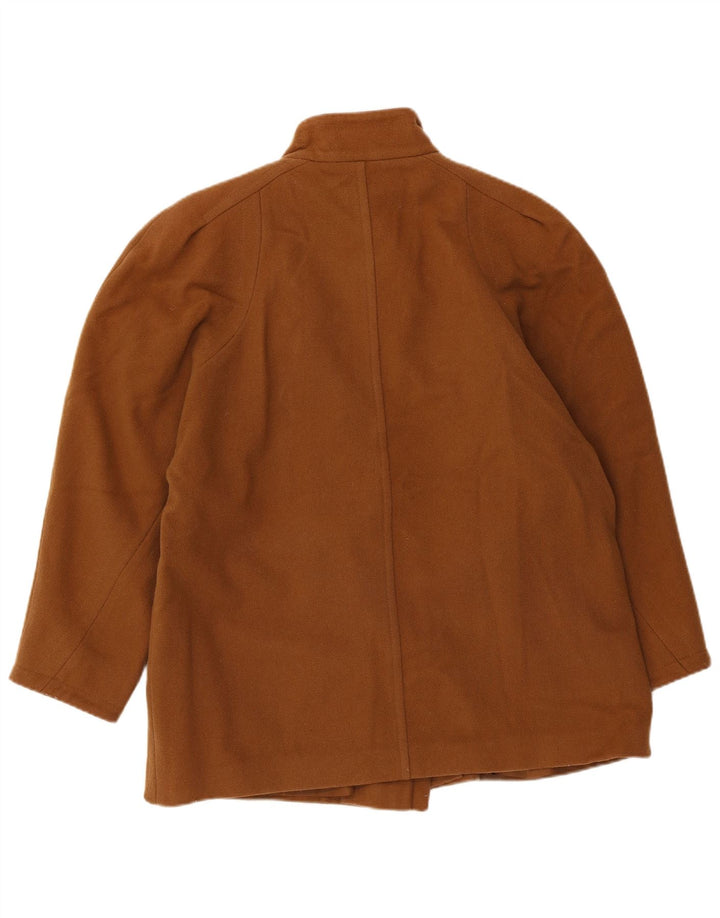 St Michael Womens Double Breasted Jacket UK 14 Large Beige Wool