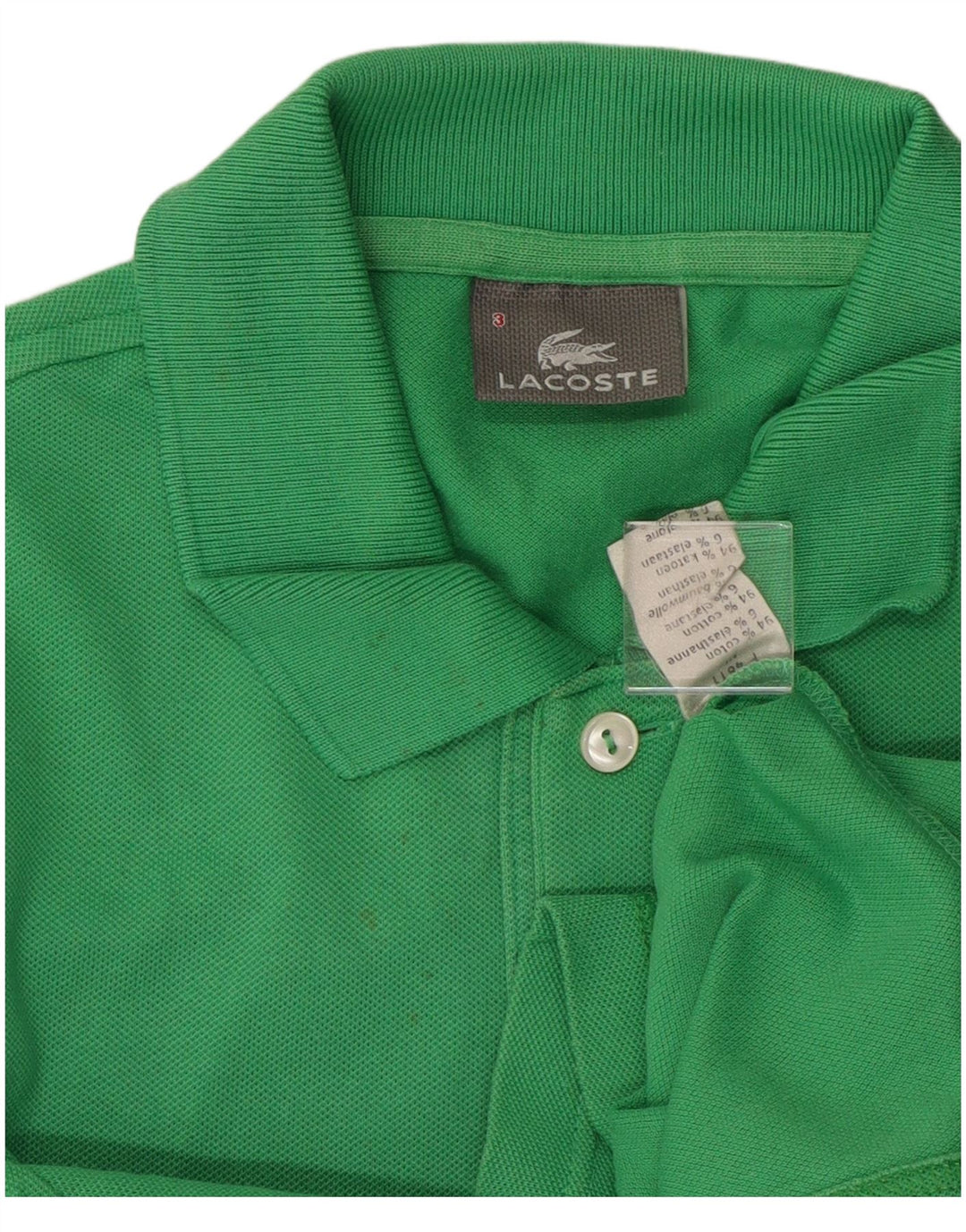 LACOSTE Mens Polo Shirt Size 3 Small Green Cotton