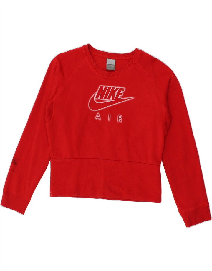 NIKE Womens Graphic Sweatshirt Jumper UK 10/12 Medium Red Cotton Vintage Nike and Second-Hand Nike from Messina Hembry 