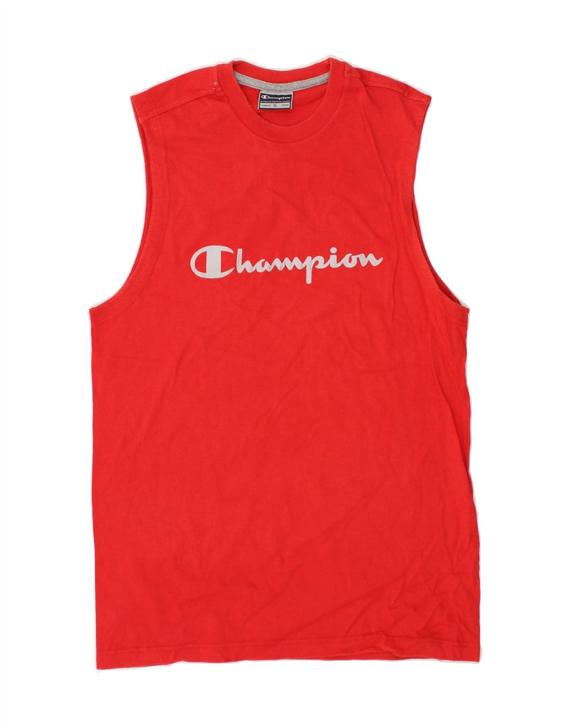 CHAMPION Mens Graphic Vest Top Large Red | Vintage Champion | Thrift | Second-Hand Champion | Used Clothing | Messina Hembry 