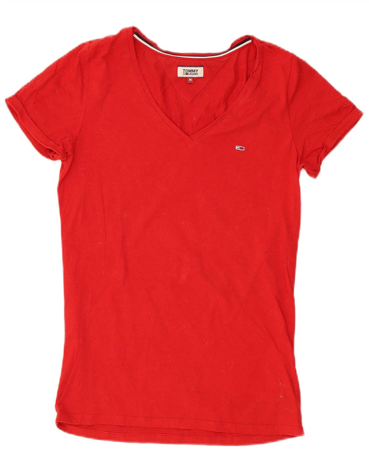 Tommy Hilfiger Womens T-Shirt Top UK 12 Medium Red Cotton