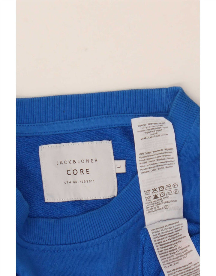 Jack & Jones Mens Graphic Sweatshirt Jumper Large Blue Cotton