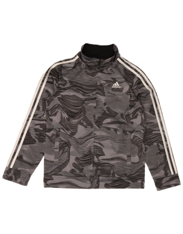 Adidas Boys Tracksuit Top Jacket 14-15 Years Large Grey Camouflage