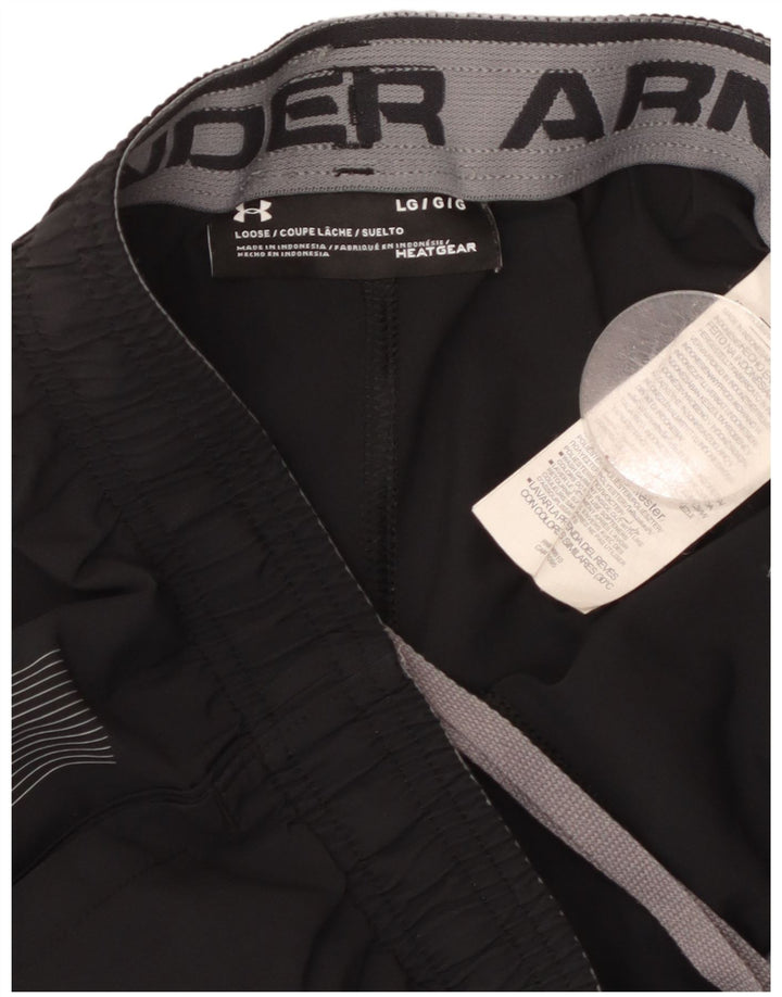 UNDER ARMOUR Mens Heat Gear Graphic Sport Shorts Large  Black Polyester