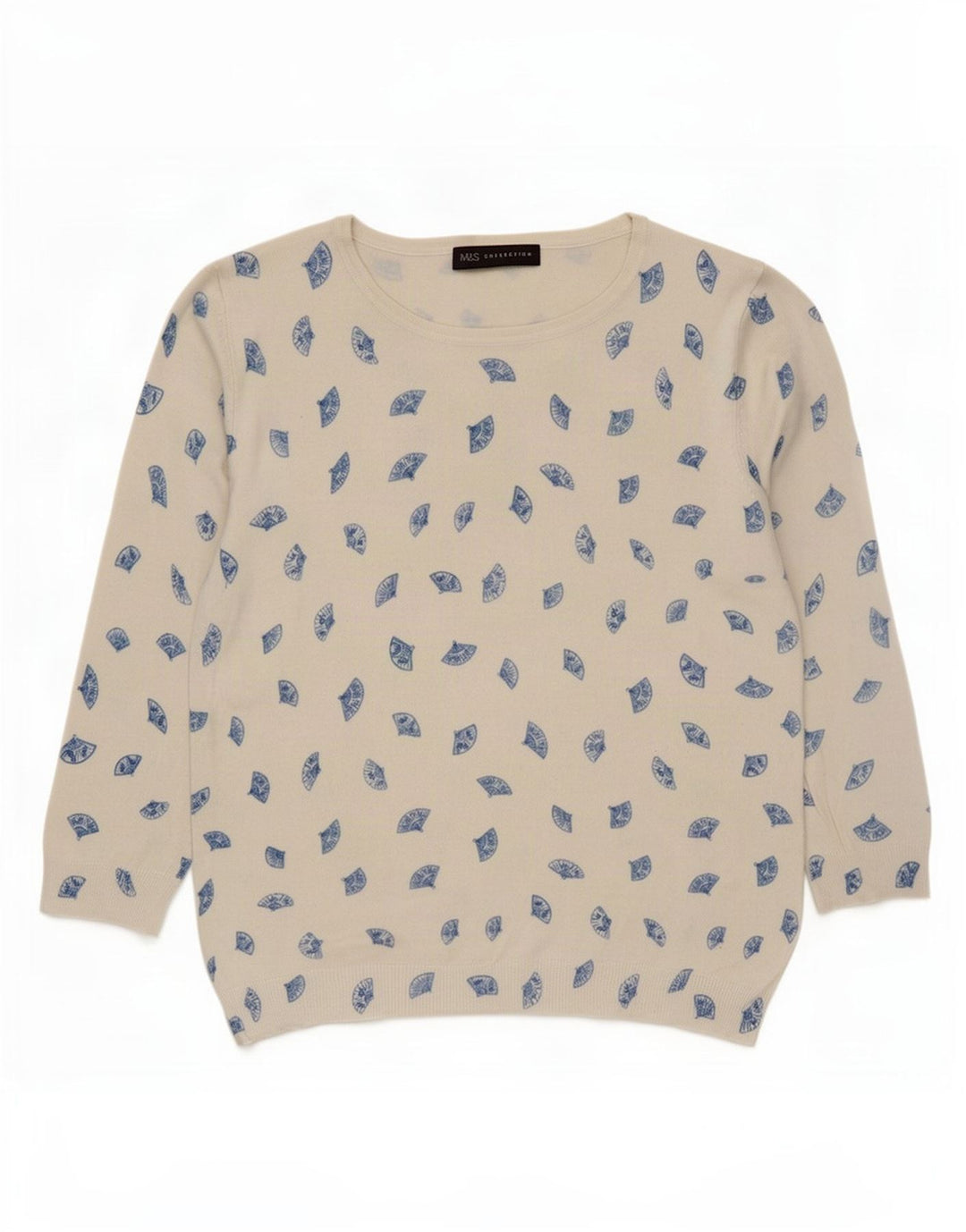 Marks & Spencer Womens Abstract Pattern Boat Neck Jumper Sweater UK 12 Medi