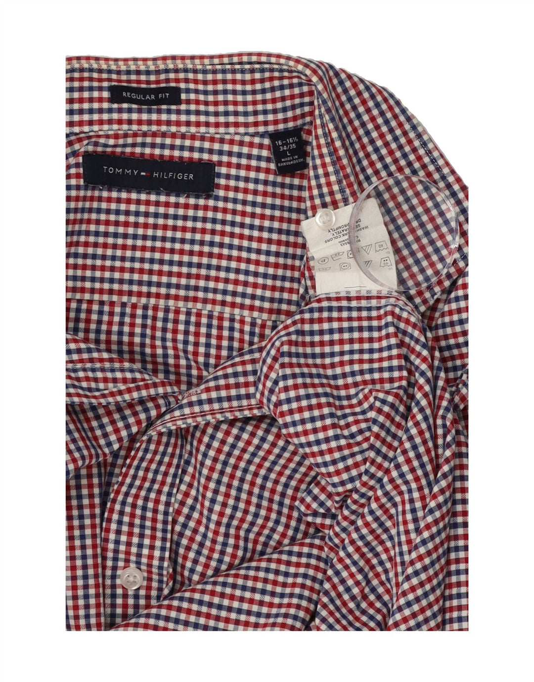 TOMMY HILFIGER Mens Regular Fit Shirt Size 16 1/2 Large Red Check Vintage Tommy Hilfiger and Second-Hand Tommy Hilfiger from Messina Hembry 
