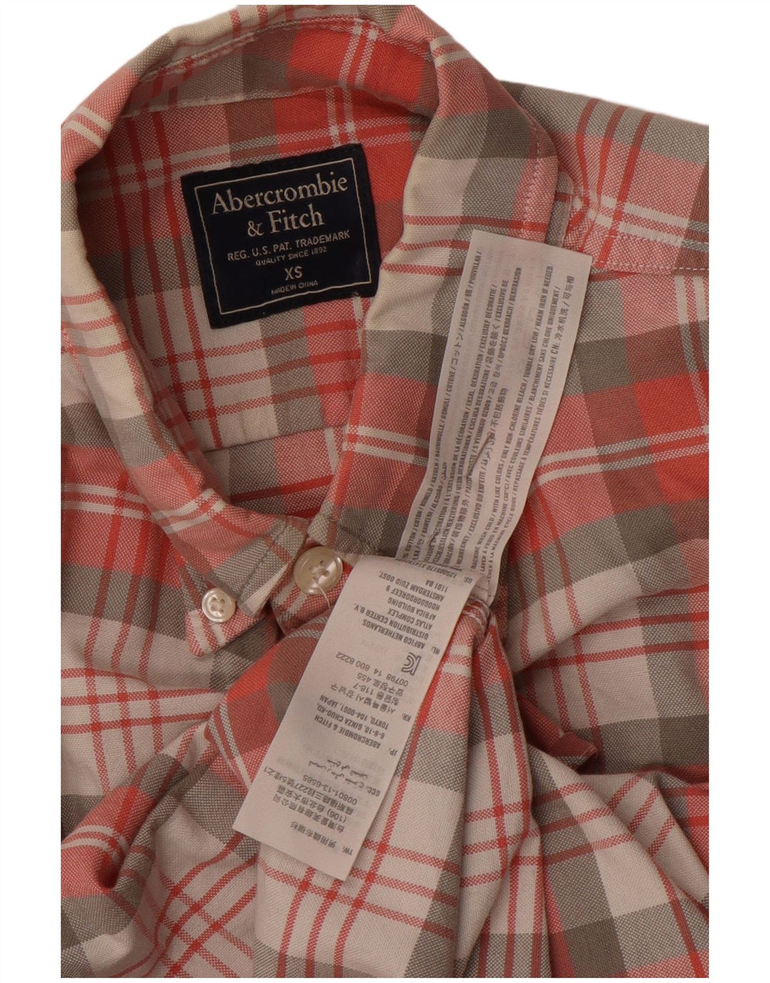ABERCROMBIE & FITCH Mens Shirt XS Red Check Cotton