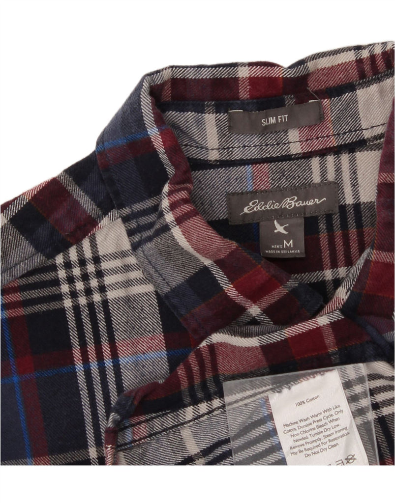 EDDIE BAUER Mens Slim Fit Flannel Shirt Medium Navy Blue Check Cotton Vintage Eddie Bauer and Second-Hand Eddie Bauer from Messina Hembry 