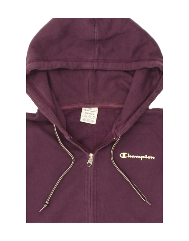 CHAMPION Womens Zip Hoodie Sweater UK 14 Medium Maroon Cotton | Vintage Champion | Thrift | Second-Hand Champion | Used Clothing | Messina Hembry 