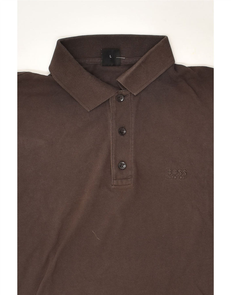 HUGO BOSS Mens Polo Shirt Large Brown Cotton | Vintage Hugo Boss | Thrift | Second-Hand Hugo Boss | Used Clothing | Messina Hembry 