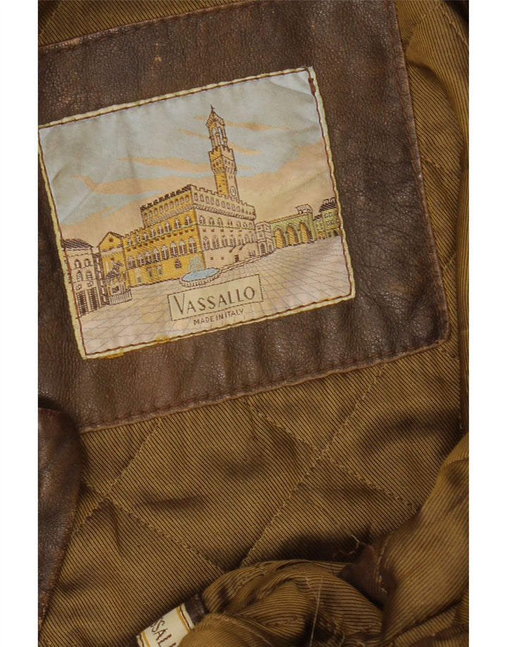 Vintage Mens Leather Jacket IT 50 Large Brown Leather