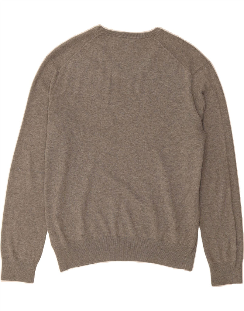POLO RALPH LAUREN Mens V-Neck Jumper Sweater Medium Grey Cotton Vintage Polo Ralph Lauren and Second-Hand Polo Ralph Lauren from Messina Hembry 