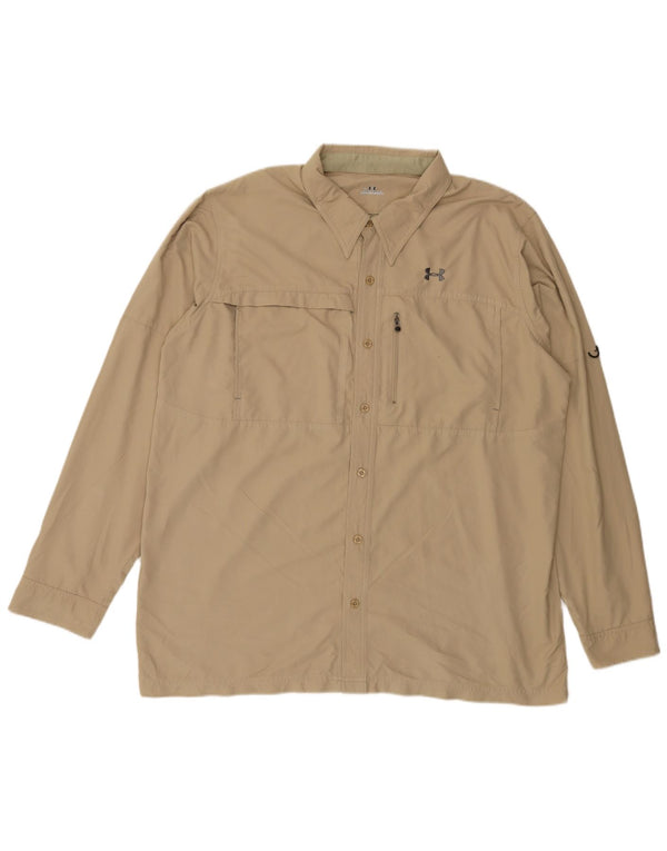 Under Armour Mens Shirt 2XL Beige Polyester