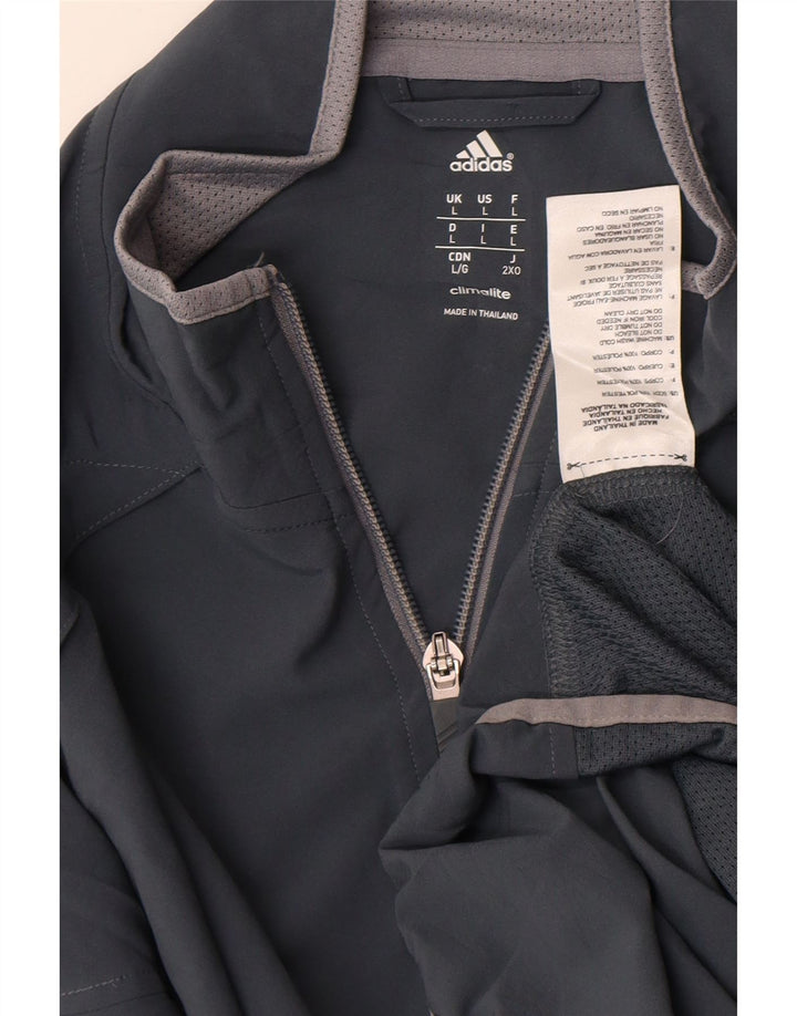 Adidas Mens Climalite Tracksuit Top Jacket Large Grey Polyester