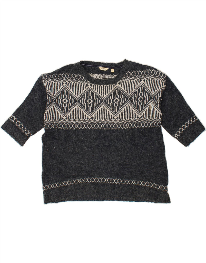FAT FACE Womens Boat Neck Jumper Sweater UK 14 Medium Grey Fair Isle Vintage Fat Face and Second-Hand Fat Face from Messina Hembry 