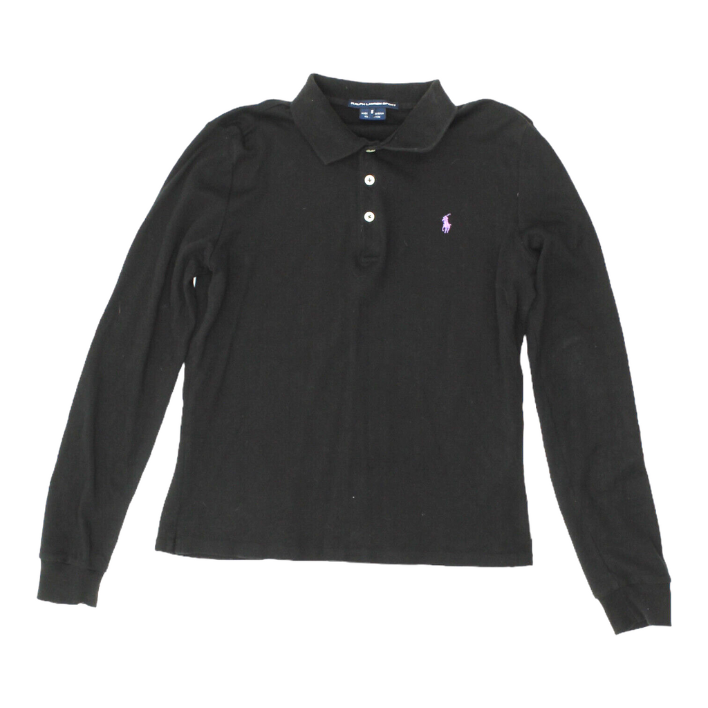 Ralph Lauren Sport Womens Black Long Sleeve Polo Shirt | Vintage Designer VTG | Vintage Messina Hembry | Thrift | Second-Hand Messina Hembry | Used Clothing | Messina Hembry 