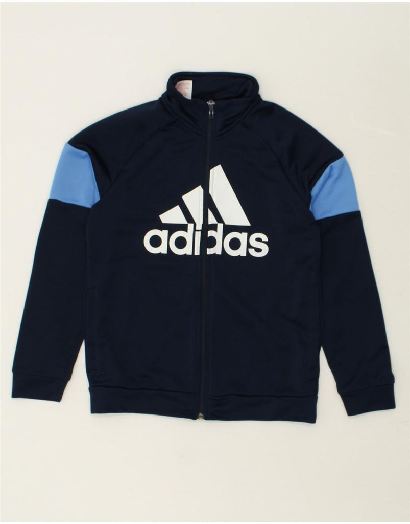 ADIDAS Boys Graphic Tracksuit Top Jacket 11-12 Years Navy Blue Colourblock | Vintage Adidas | Thrift | Second-Hand Adidas | Used Clothing | Messina Hembry 