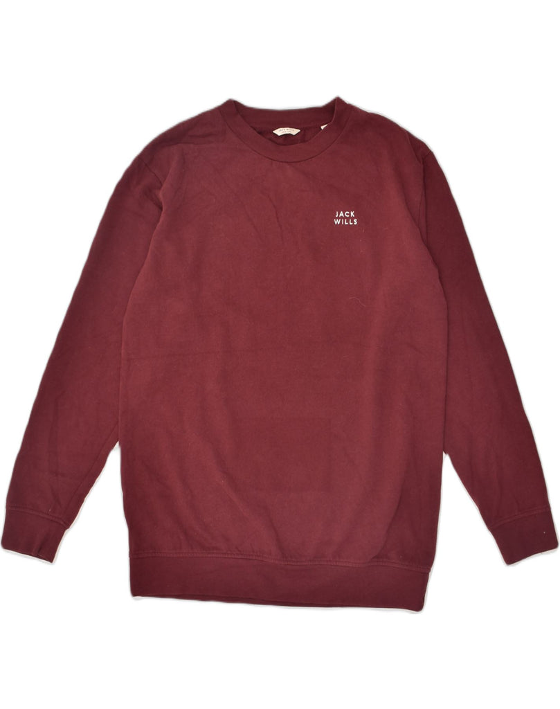 JACK WILLS Womens Sweatshirt Jumper UK 10 Small  Maroon Cotton | Vintage Jack Wills | Thrift | Second-Hand Jack Wills | Used Clothing | Messina Hembry 