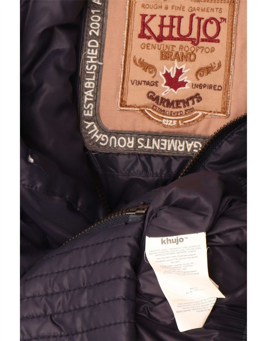 KHUJO Womens Padded Jacket UK 14 Large Navy Blue Polyamide