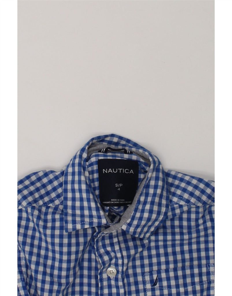 NAUTICA Boys Short Sleeve Shirt 3-4 Years Small Blue Gingham Cotton | Vintage Nautica | Thrift | Second-Hand Nautica | Used Clothing | Messina Hembry 