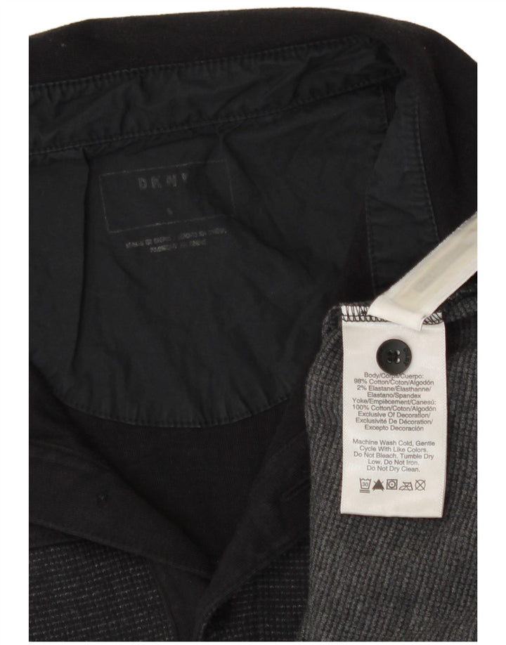 Dkny Mens Polo Shirt Medium Black Pinstripe Cotton