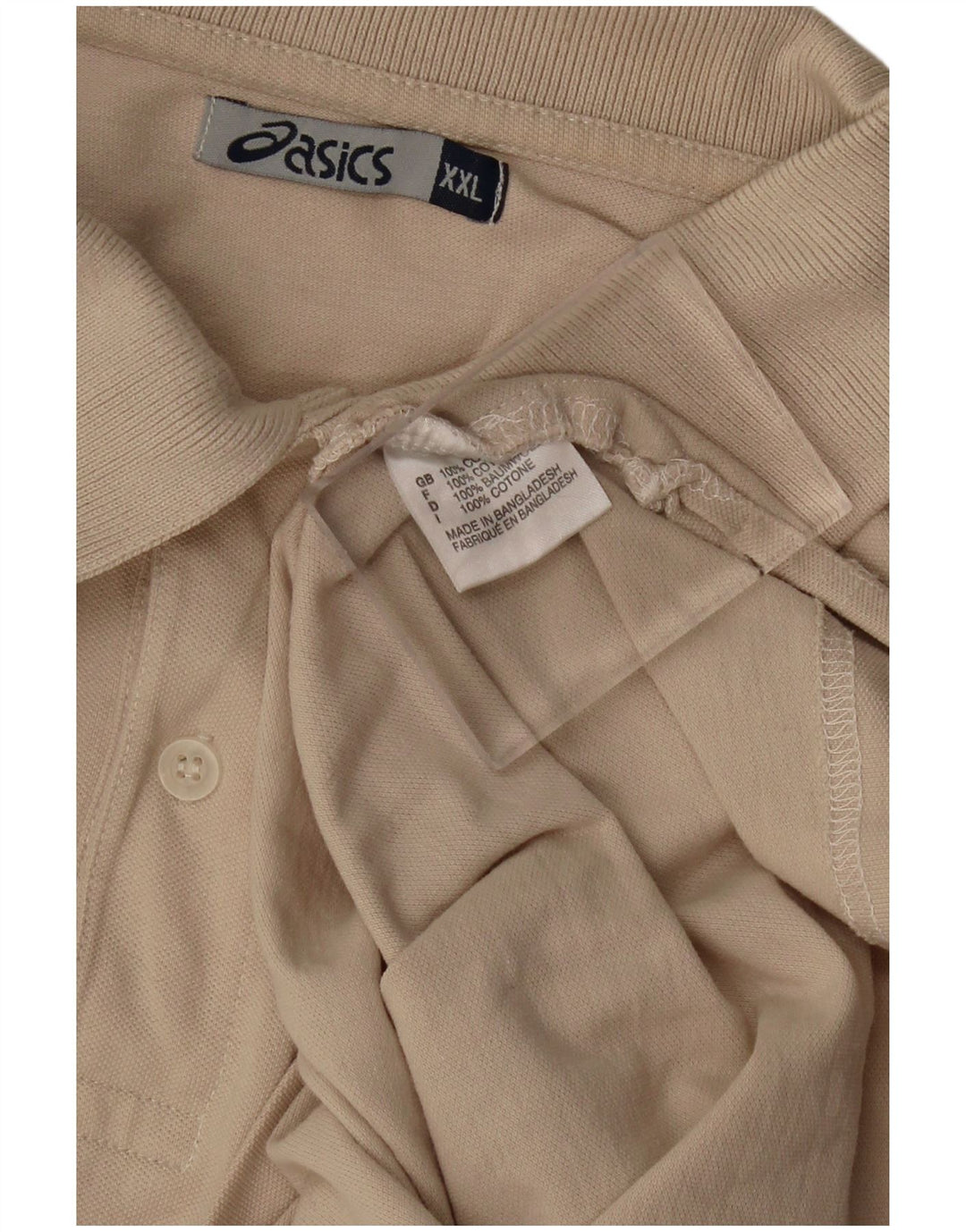ASICS Mens Long Sleeve Polo Shirt 2XL Beige Cotton