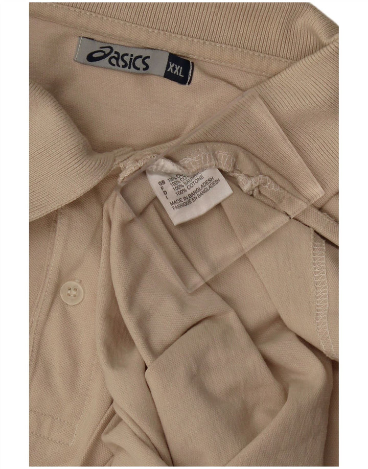 ASICS Mens Long Sleeve Polo Shirt 2XL Beige Cotton