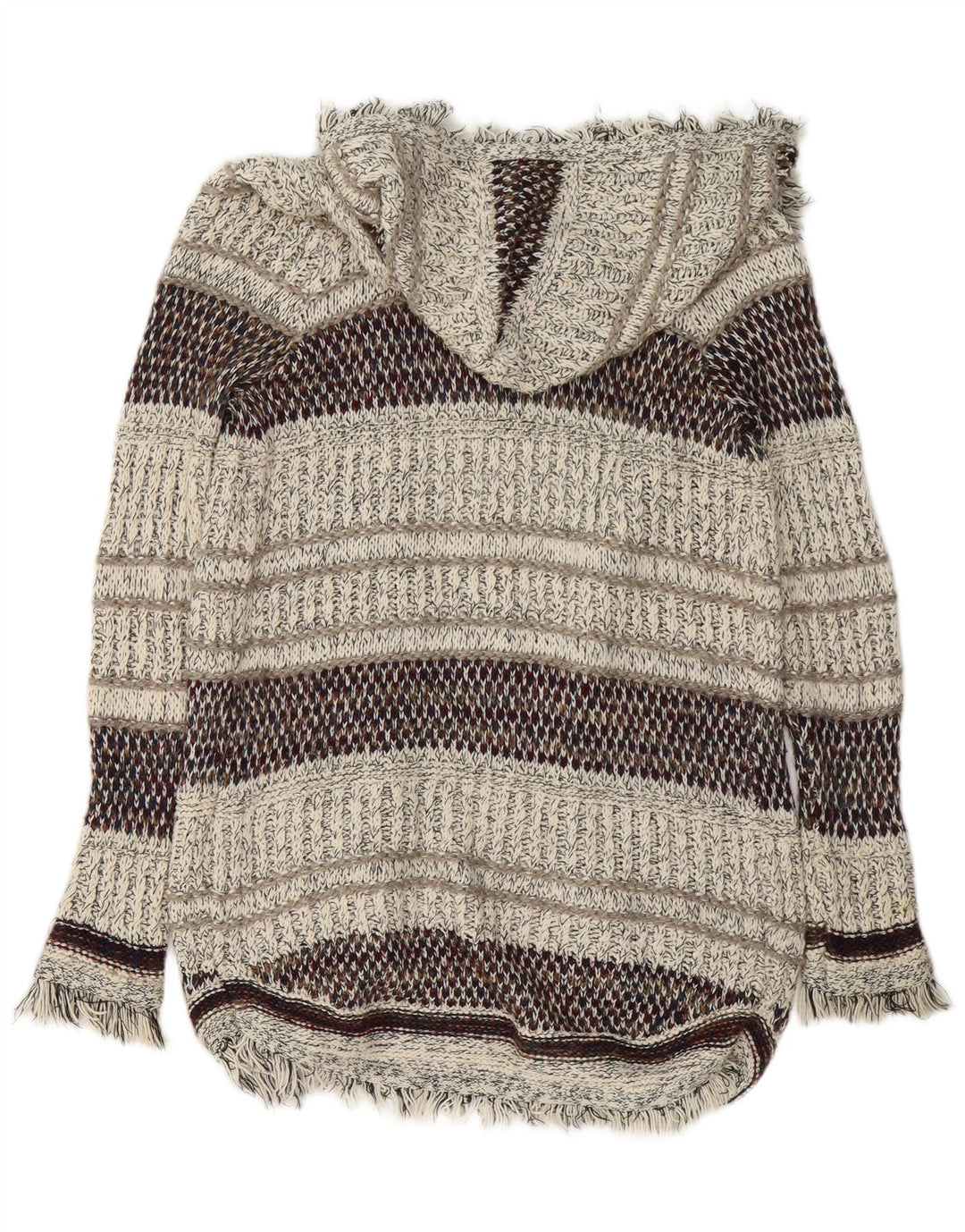 ZARA Womens Longline Hooded Cardigan Sweater UK 14 Medium Multicoloured