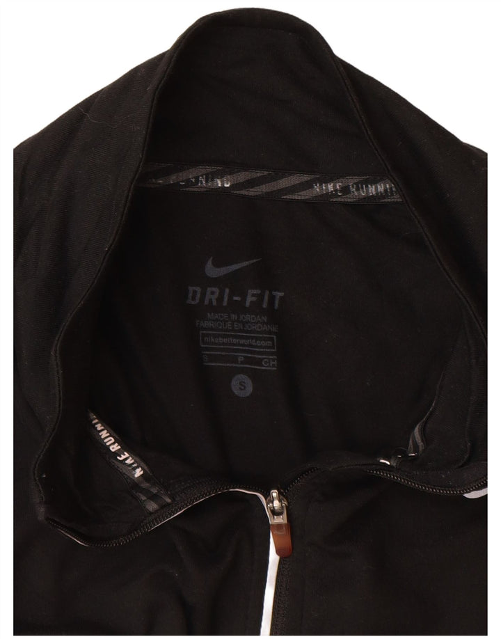 Nike Womens Dri Fit Zip Neck Pullover Tracksuit Top UK 10 Small Black