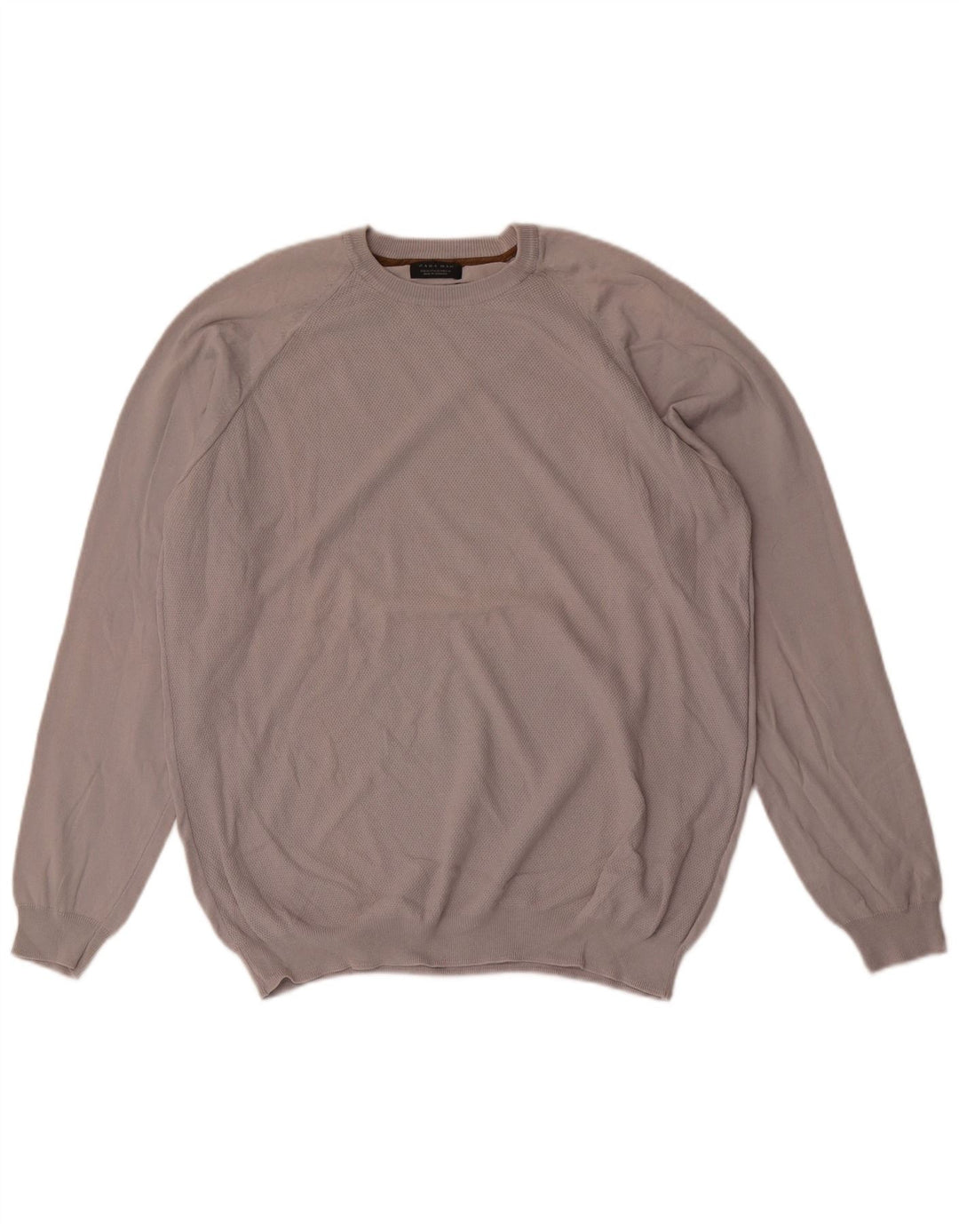 Zara Mens Crew Neck Jumper Sweater XL Grey Cotton