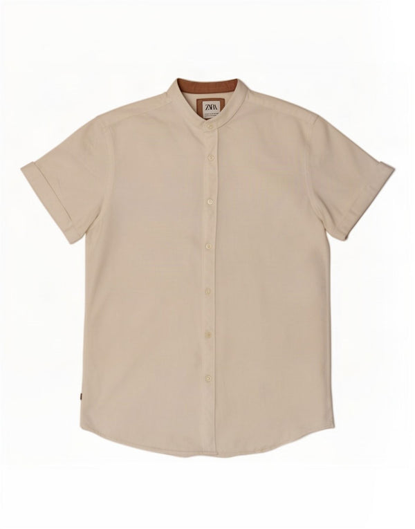 Zara Mens Short Sleeve Slim Fit Shirt Medium White